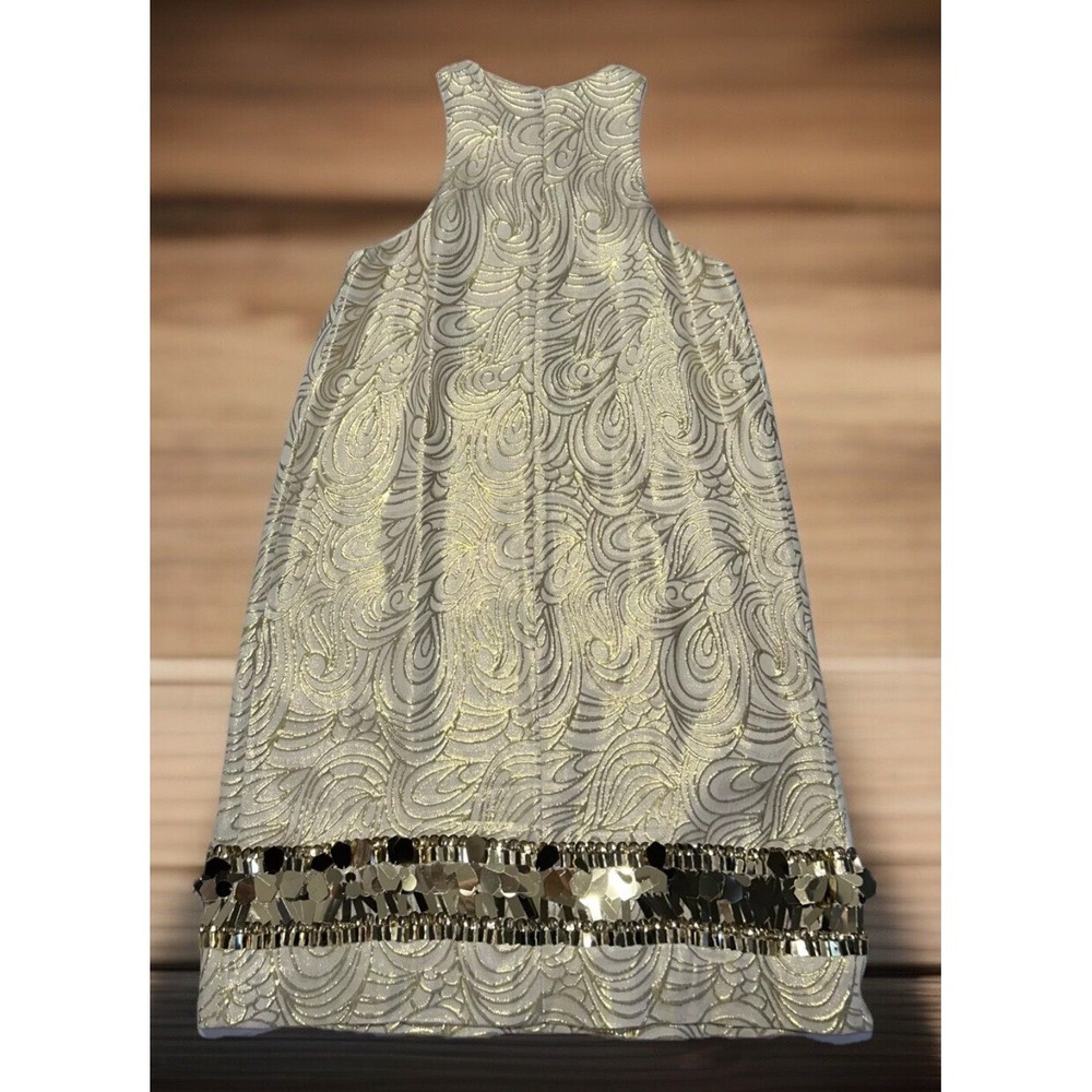 Lilly Pulitzer Sz XXS DIEDRA Gold‎ Metallic TIDAL WAVE Jacquard Dress Gorgeous - Picture 4 of 9